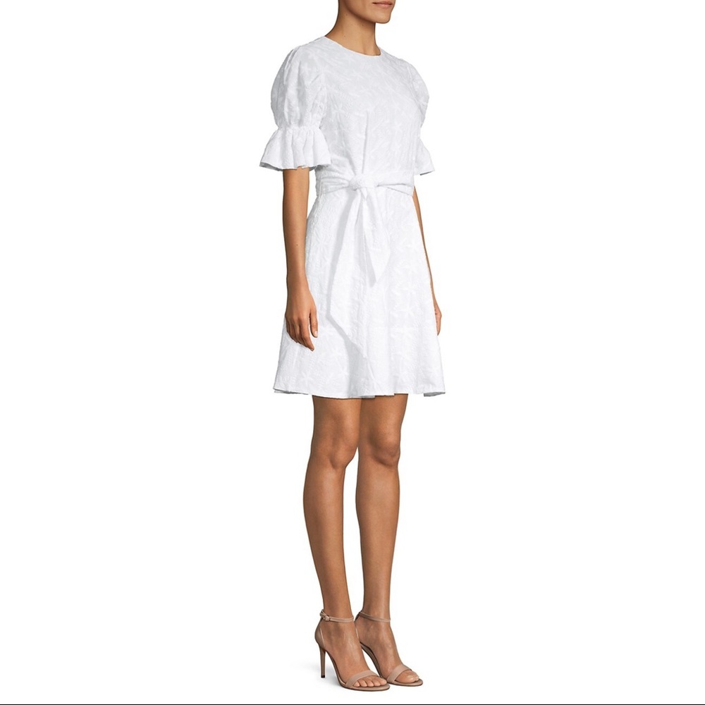 NWT Saloni White All-over Embroidered Ciara Dress - Picture 3 of 16